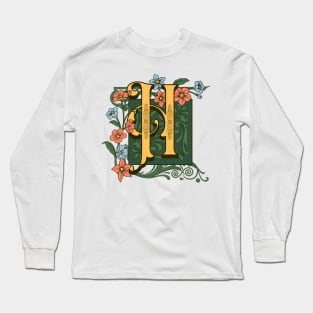 Art Nouveau Letter H, Ornamental Letter H, Art Deco Long Sleeve T-Shirt